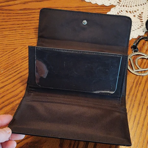 Liz Claiborne Vegan Patent Leather Purse, Wallet, Keychain Set Black - Picture 6 of 16